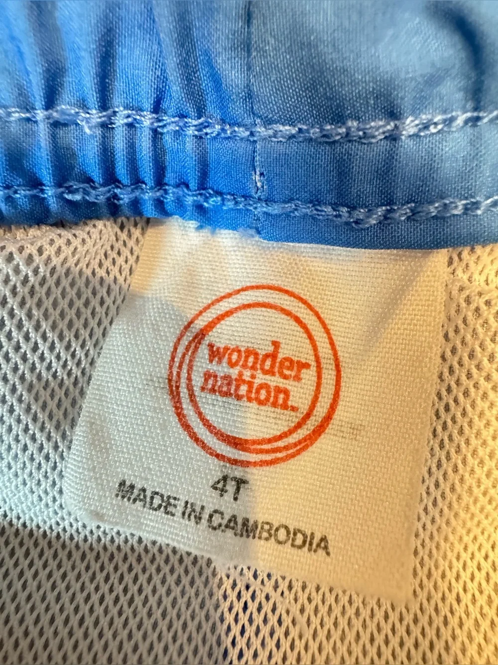Wonder Nation Boys Blue Crocodile Swim Trunks 4T UPF 50+